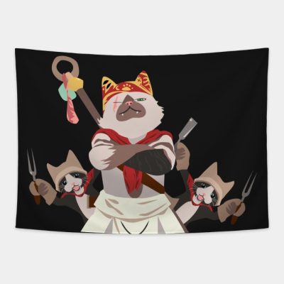 Monster Hunter World Meowscular Chef Tapestry Official Monster Hunter Merch