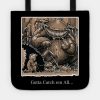 Monster Hunter Catch Em All Quote White Outlined V Tote Official Monster Hunter Merch