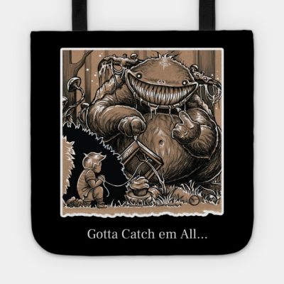 Monster Hunter Catch Em All Quote White Outlined V Tote Official Monster Hunter Merch