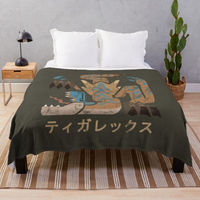 Monster Hunter World Iceborne Tigrex Kanji Icon Throw Blanket Official Monster Hunter Merch