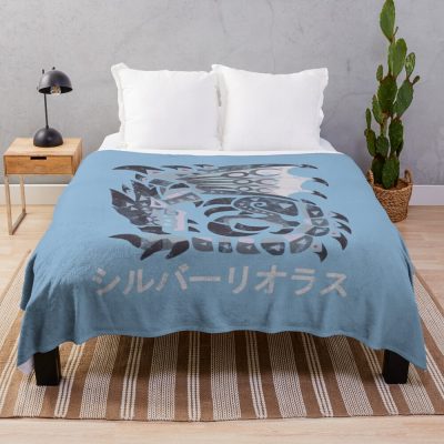 Monster Hunter World Iceborne Silver Rathalos Kanji Throw Blanket Official Monster Hunter Merch