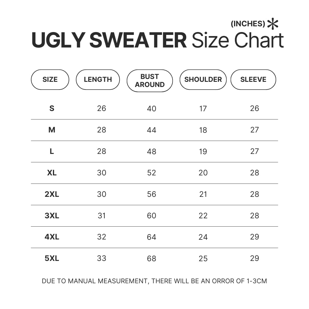 Ugly Sweater Size Chart - Monster Hunter Merchandise