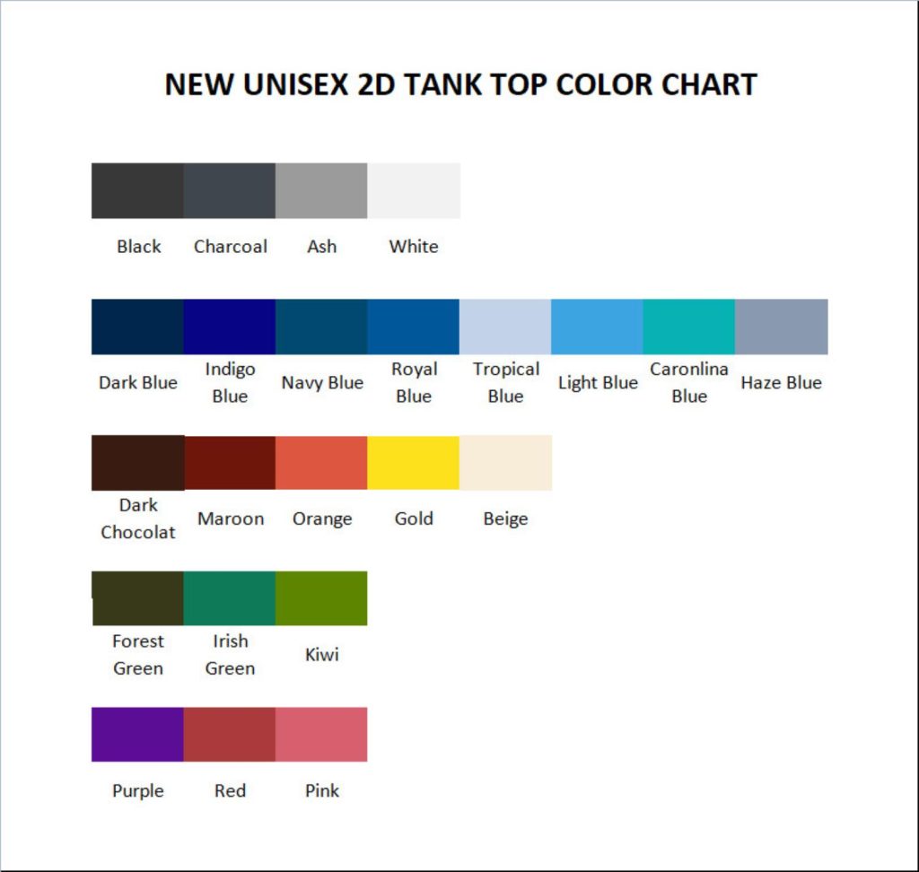 tank top color chart - Monster Hunter Merchandise