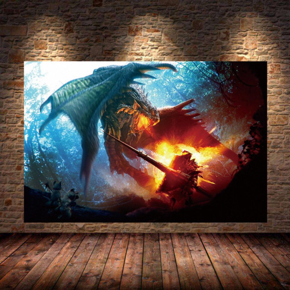 Good Idea Monster Hunter World Painting Art Cross Stitch Kits For Bedroom Wall Art