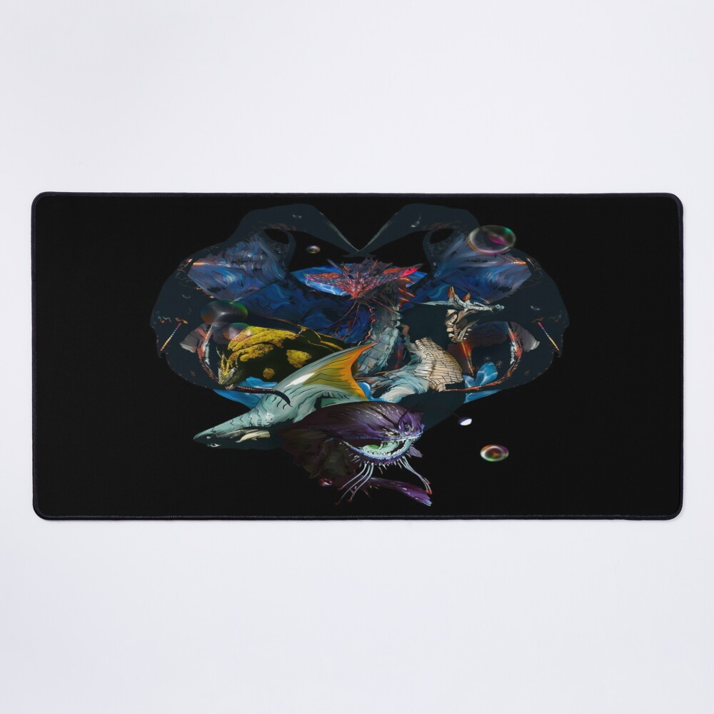 Monster Hunter Collage Aqua Terror Mouse Pad - Monster Hunter Merchandise